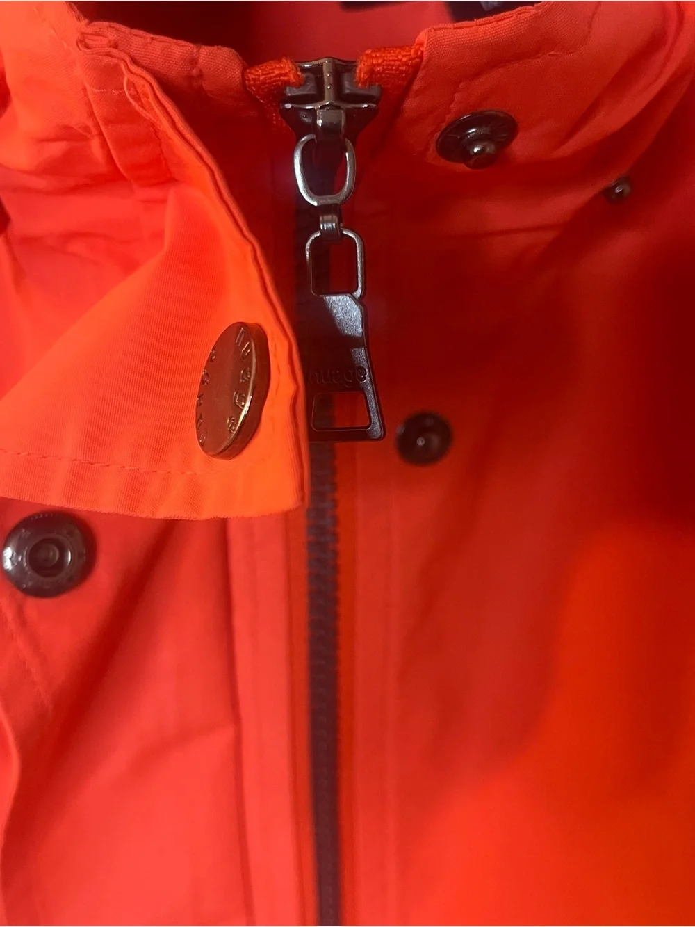 Nuage Bright Orange Hooded Raincoat — Waterproof Hooded Jacket Sz 1X